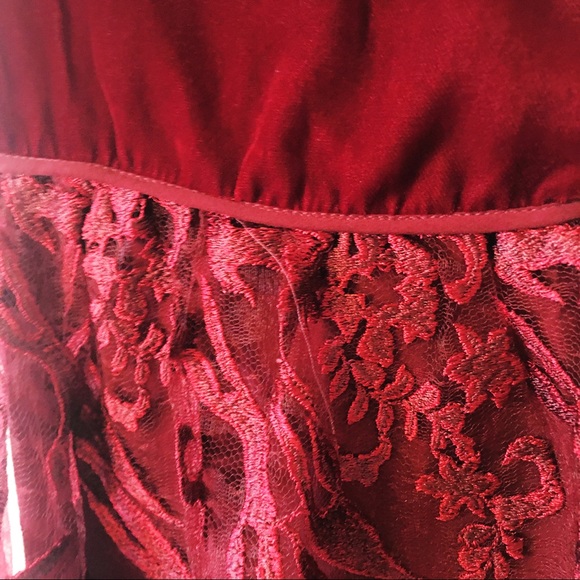 Max Studio Cranberry Velvet & Lace Dress. Size 10 - Picture 8 of 8